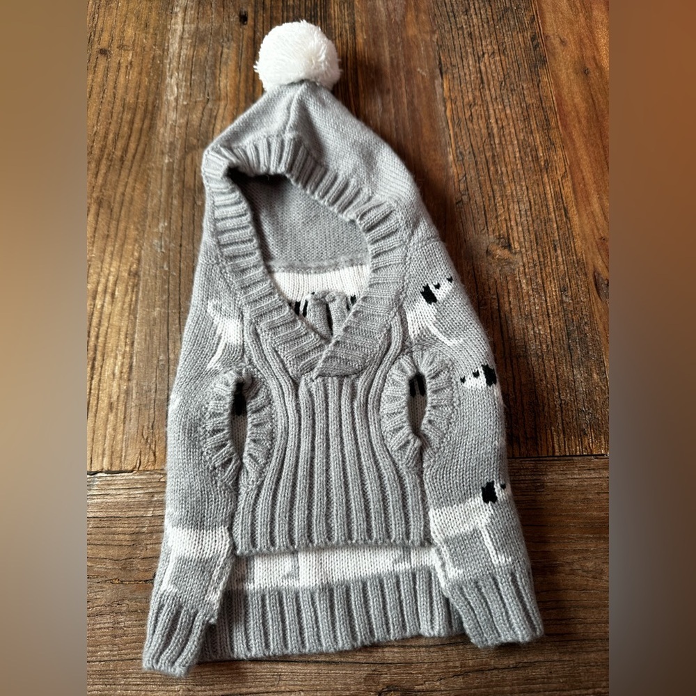 Stylish Gray Dog Print hoodie - Picture 5 of 5